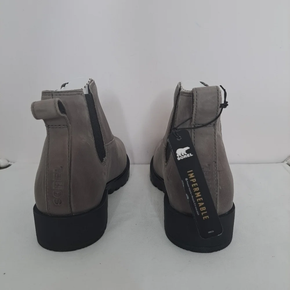 Sorel emelie II chelsea waterproof boot grey leather 8.5 NWT